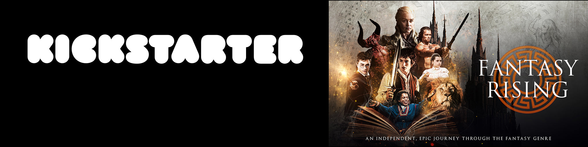 Fantasy Rising film cover with Kickstarter branding on a black background